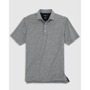 Johnnie-O Newton Striped Polo Performance Shirt in Black Size Large